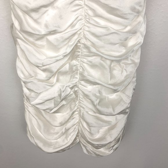 The Sei Strappy Ruched Silk Sleeveless Cocktail Mini Dress Ivory White 2 - Picture 6 of 12